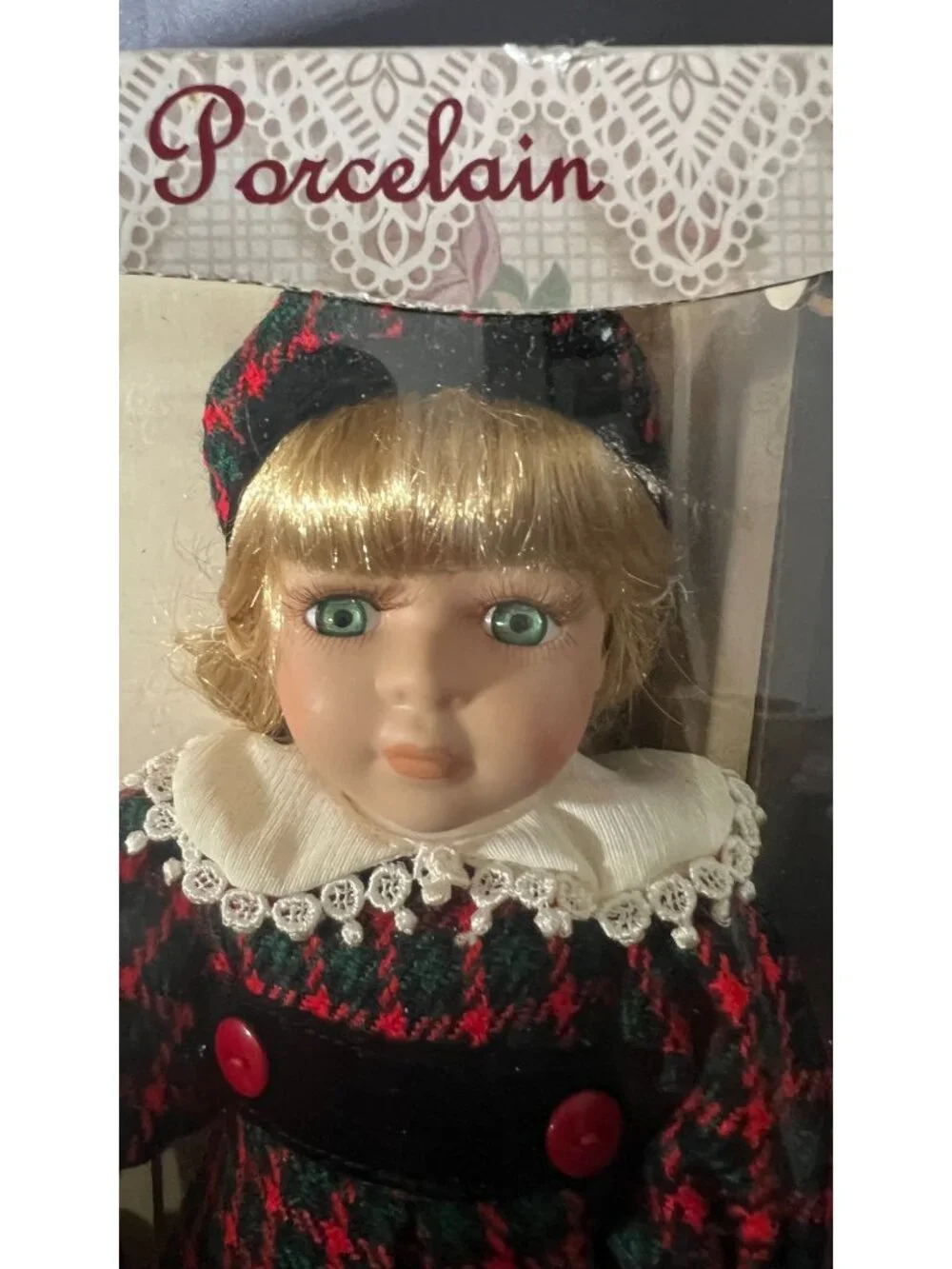 Genuine Fine Bisque Porcelain Doll W/ Flowers & Wagon New